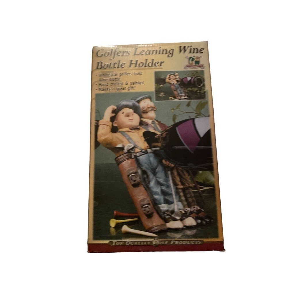Golf Wine Bottle Holder Leaning Golfers Bag Sports Bar Accent Humorous